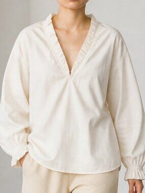 Mos Mosh white blouse M ruffle